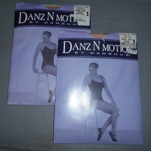 2 Pair Footed Tights Suntan & Pink  Size C/D (L/XL) NWT